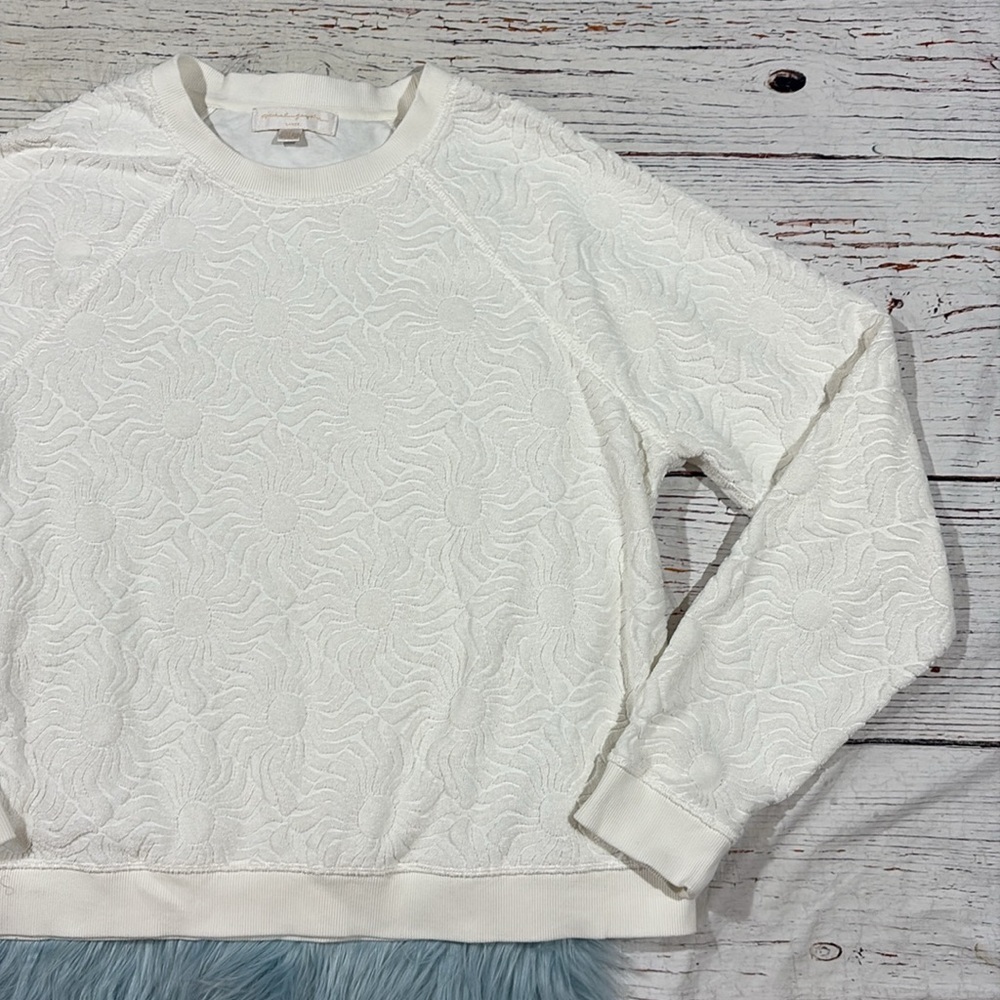 Spiritual Gangster Oversize Cotton Blend Jacquard Terry Sweatshirt White - Picture 7 of 9